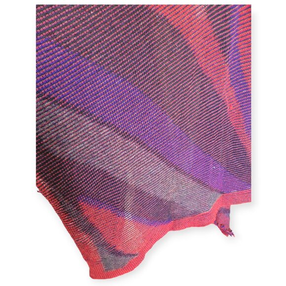 Vintage Gil Aimbez For Static Knit Poncho Red Purple 1980s Artsy Maximalist - Picture 7 of 8